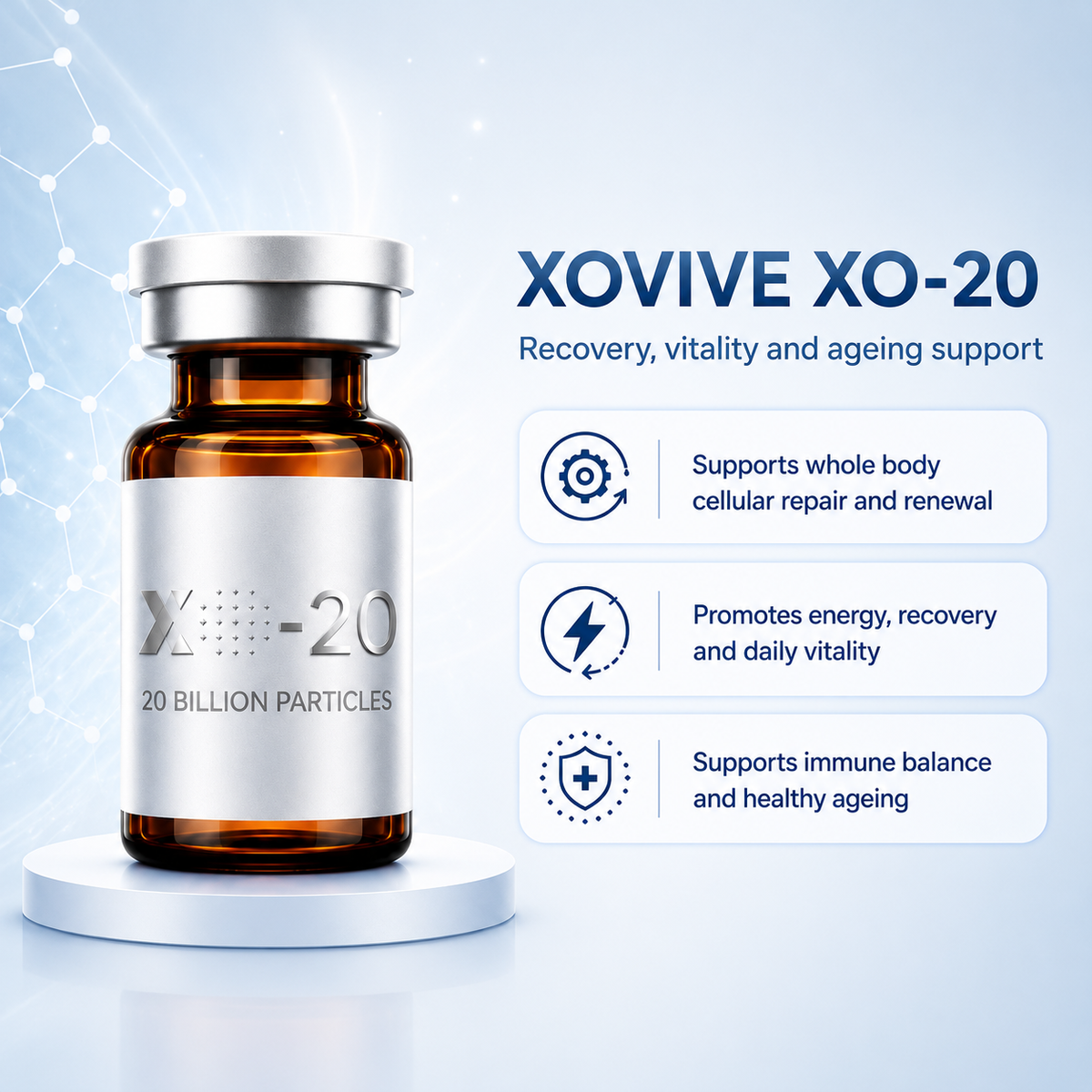 XOVIVE XO-20 regenerative wellness exosome concentrate for cellular renewal and healthy ageing in Malaysia